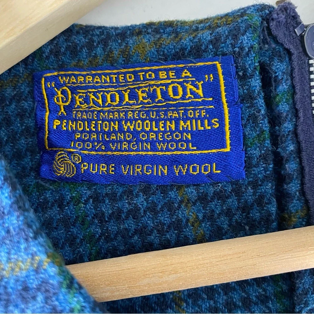 Pendleton Wool Plaid V-Neck Vintage Midi Dress Size L - Picture 3 of 12